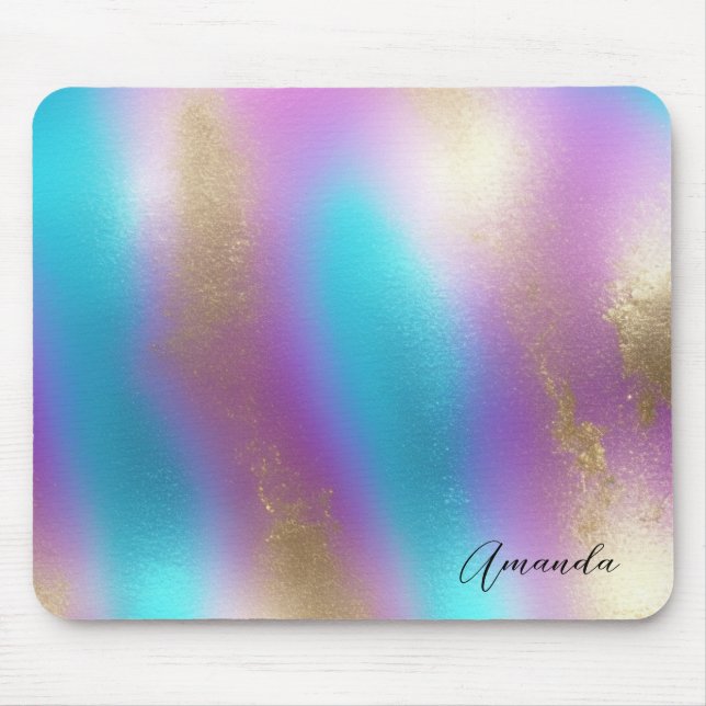 Iridescent Rainbow Glam Mouse Pad (Front)