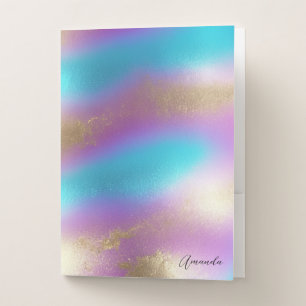Iridescent Rainbow Glam Pocket Folder