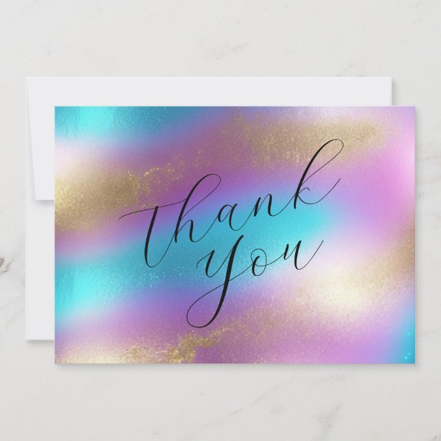 Iridescent Rainbow Glam Thank You Card (Front)