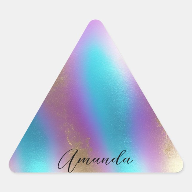 Iridescent Rainbow Glam Triangle Sticker (Front)