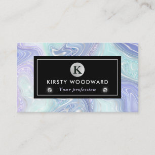 Iridescent Rainbow Gradient and Silver Foil Strata Business Card