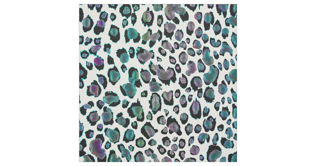 Iridescent Rainbow Leopard Animal Print Fabric | Zazzle