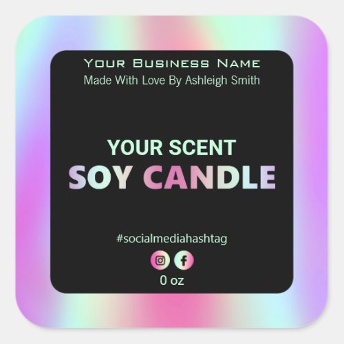 Iridescent Rainbow Soy Candle Labels