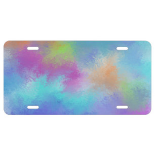 Iridescent Rainbow Watercolor Holi Abstraction License Plate
