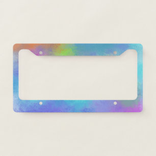 Iridescent Rainbow Watercolor Holi Abstraction License Plate Frame