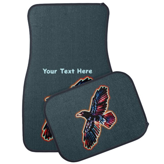 Iridescent Raven - Left Facing Car Floor Mat (Set)