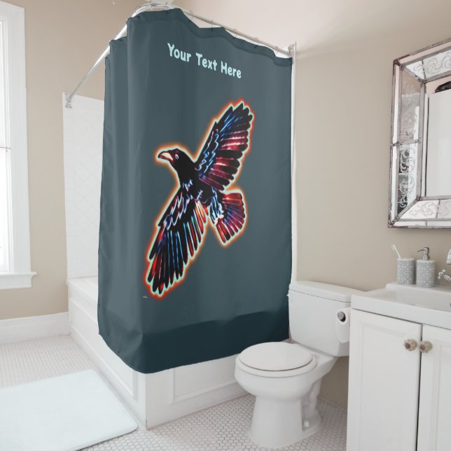 Iridescent Raven Shower Curtain (In Situ)