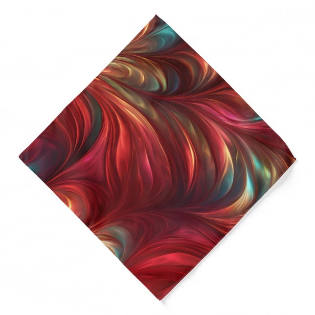 Iridescent Red Abstract Swirl Bandana (Front)