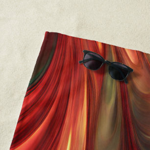 Iridescent Red Abstract Swirl Beach Towel