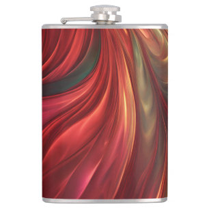 Iridescent Red Abstract Swirl Flask