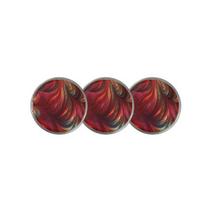 Iridescent Red Abstract Swirl Golf Ball Marker