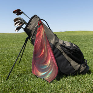 Iridescent Red Abstract Swirl Golf Towel