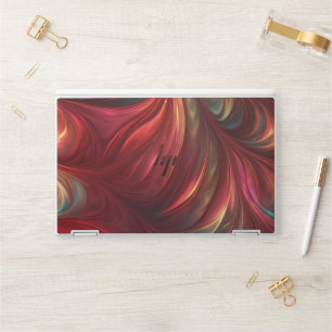 Iridescent Red Abstract Swirl HP Laptop Skin