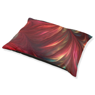 Iridescent Red Abstract Swirl Pet Bed