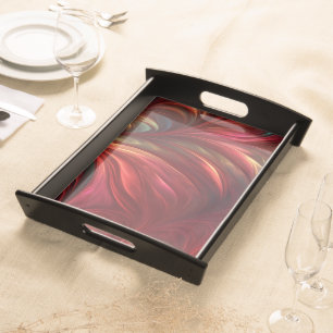 Iridescent Red Abstract Swirl Serving Tray