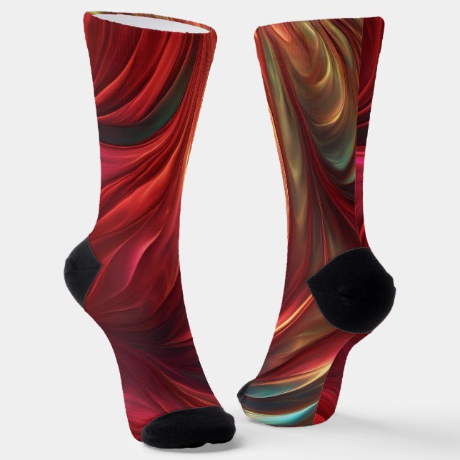 Iridescent Red Abstract Swirl Socks (Angled)