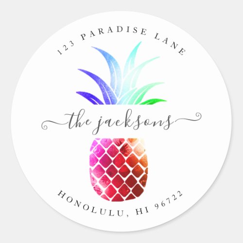 Iridescent Red Pineapple DIY Background Classic Round Sticker