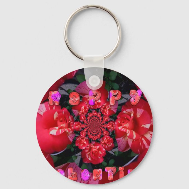  Iridescent Red Roses "Happy Valentine" Art Print/ Keychain (Front)