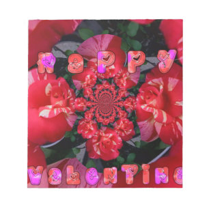 Iridescent Red Roses "Happy Valentine" Art Print Notepad