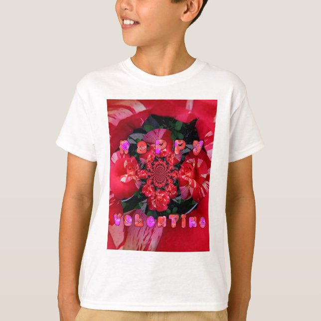  Iridescent Red Roses "Happy Valentine" Art Print/ T-Shirt (Front)