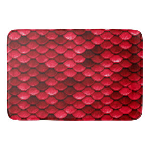 Iridescent Red Shiny Glitter Mermaid Fish Scale Bathroom Mat
