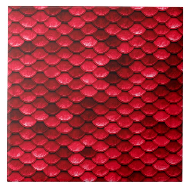 Iridescent Red Shiny Glitter Mermaid Fish Scale Tile (Front)