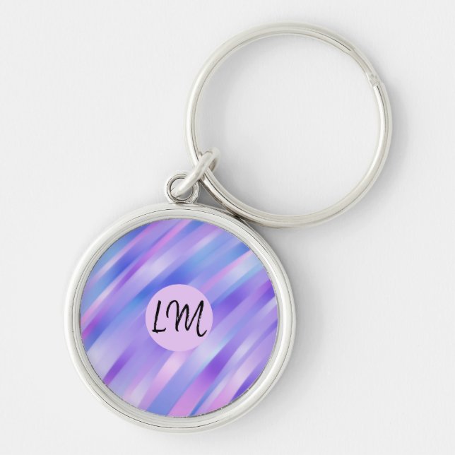 Iridescent Ribbons Personalized Button Keychain (Front)