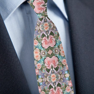 Iridescent Roses and Pebbles  Neck Tie