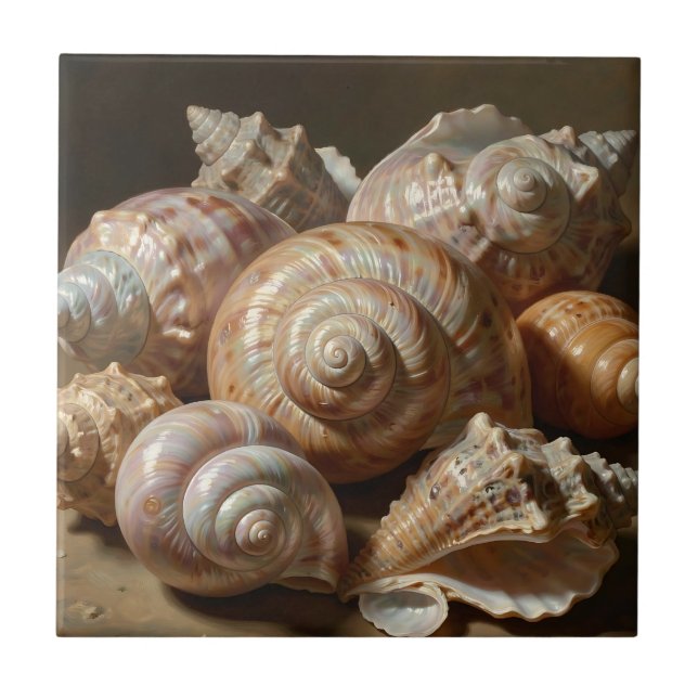 Iridescent Seashell Still Life  Ceramic Tile (Front)