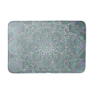 Iridescent Shimmer Mandala Boho Chic Bath Mat