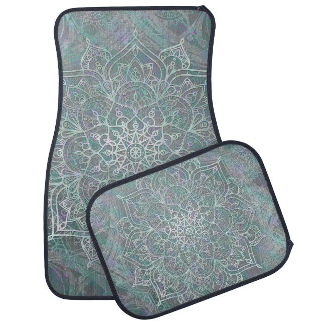 Iridescent Shimmer Mandala Boho Chic Car Floor Mat (Set)