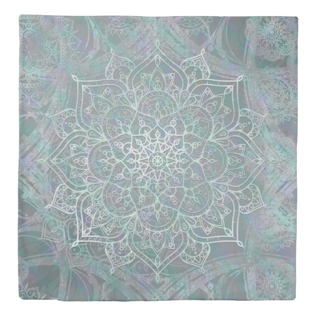 Iridescent Shimmer Mandala Boho Chic Duvet Cover (Front)