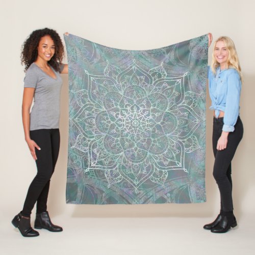 Iridescent Shimmer Mandala Boho Chic Fleece Blanket