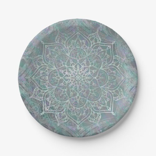 Iridescent Shimmer Mandala Boho Chic Paper Plates