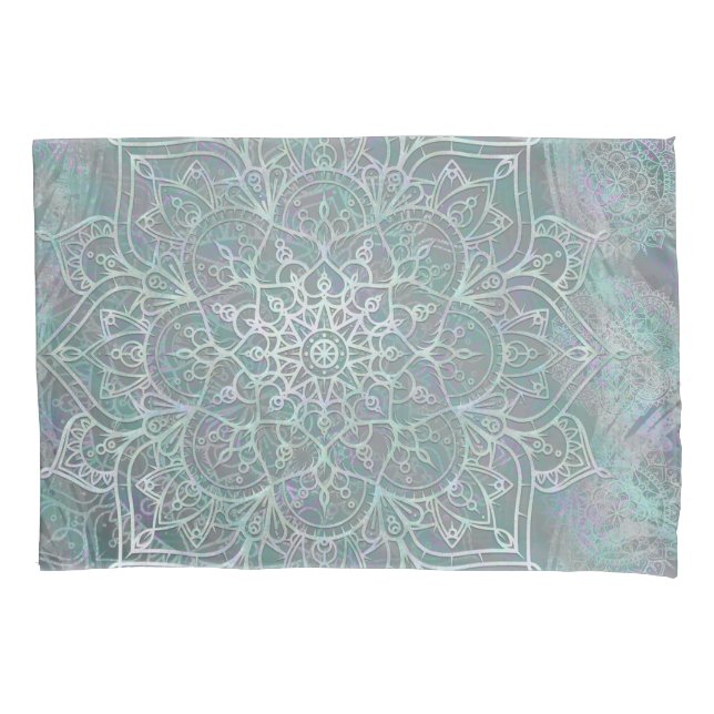 Iridescent Shimmer Mandala Boho Chic Pillow Case (Front)