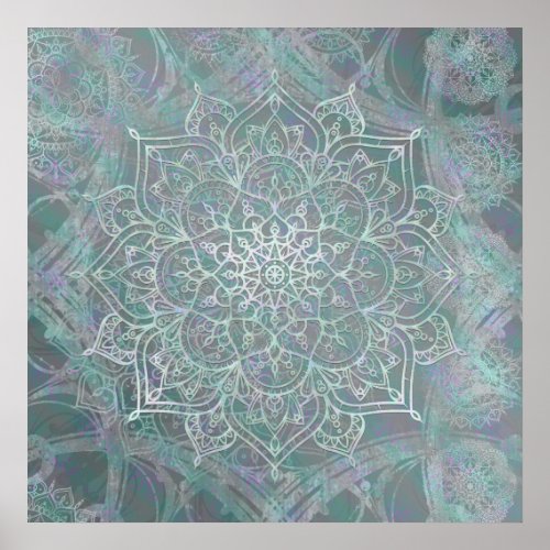 Iridescent Shimmer Mandala Boho Chic Poster