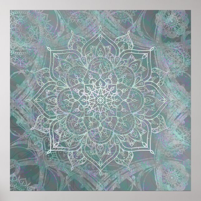 Iridescent Shimmer Mandala Boho Chic Poster (Front)