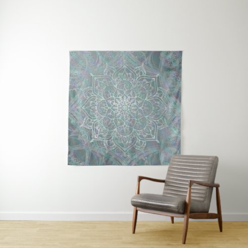 Iridescent Shimmer Mandala Boho Chic Tapestry