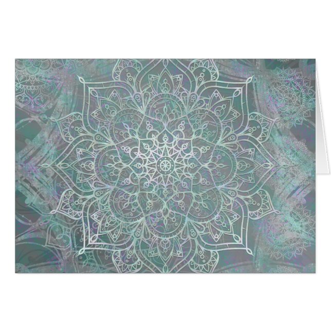 Iridescent Shimmer Mandala Boho Chic Thank You Cards (Front Horizontal)