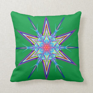 Iridescent Shimmering Snowflake Star Throw Pillow