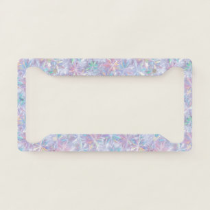 Iridescent shimmering snowflakes pattern license plate frame