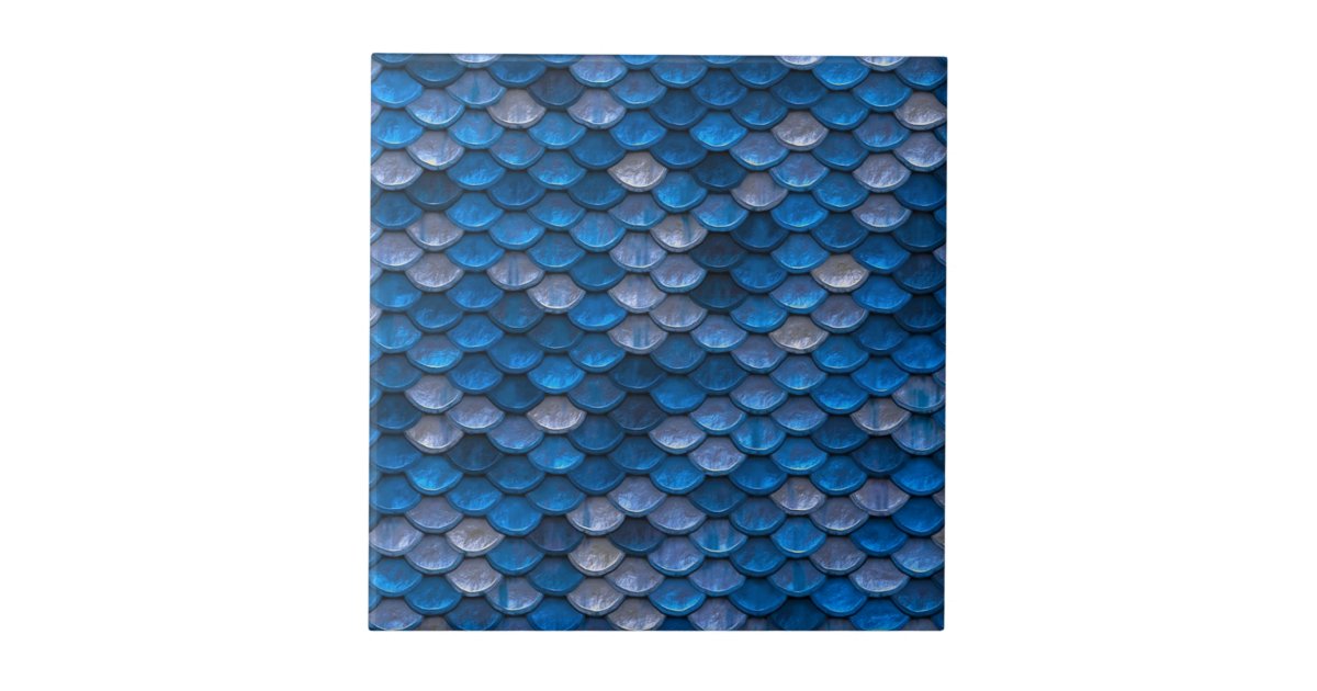 Iridescent Shiny Blue Mermaid Fish Scales Tile Zazzle Com