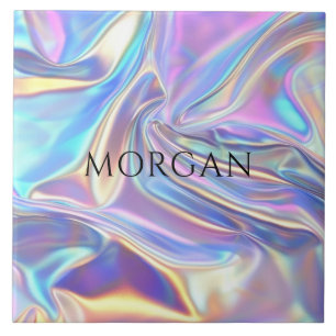 Iridescent Shiny Metallic Fabric, Name Ceramic Tile