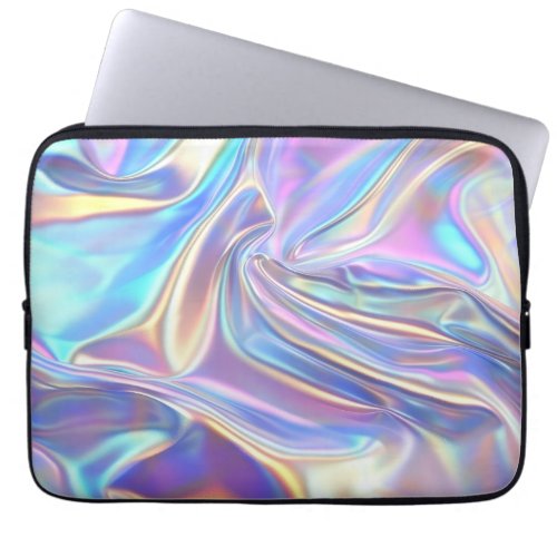 Iridescent Shiny Metallic Fabric Teal Gold Purple Laptop Sleeve