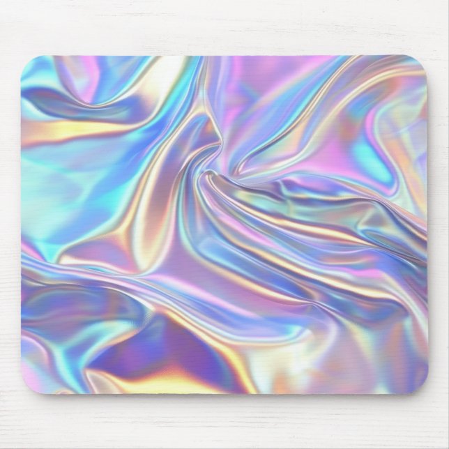 Iridescent Shiny Metallic Fabric, Teal Gold Purple Mouse Pad (Front)