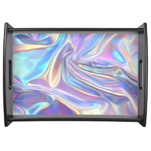 Iridescent Shiny Metallic Fabric, Teal Gold Purple Serving Tray