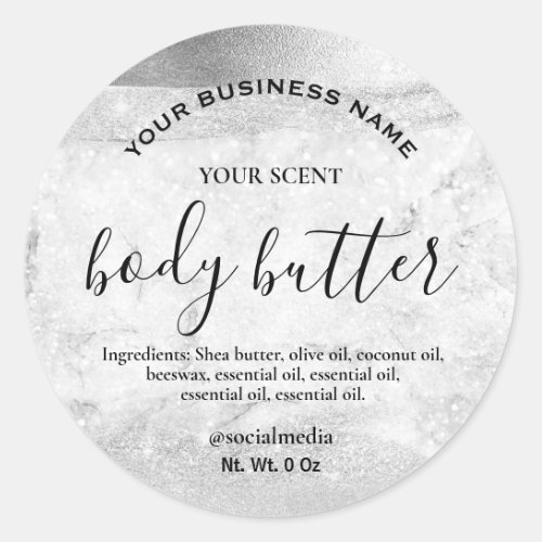 Iridescent Silver Body Butter Labels