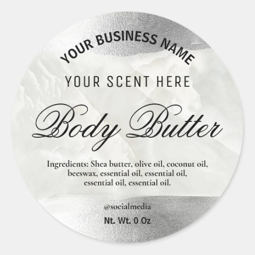 Iridescent Silver Bordered Body Butter Labels
