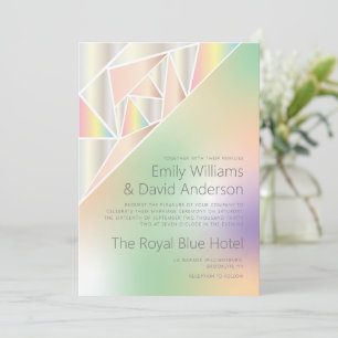 Iridescent Silver Pastel Gems Inspired Wedding Invitation