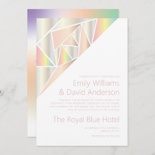 Iridescent Silver Soft Pastel Diamond Wedding Invitation